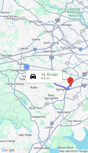 Route from Fairfax VA, 22032 to Our Store