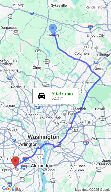 Route from Glenelg MD, 21737 to Our Store