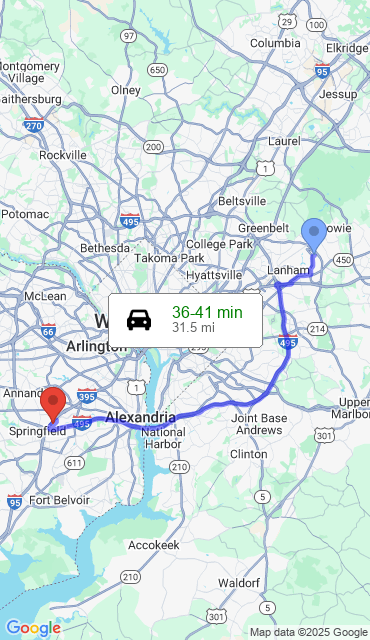 Route from Glenn Dale MD, 20769 to Our Store