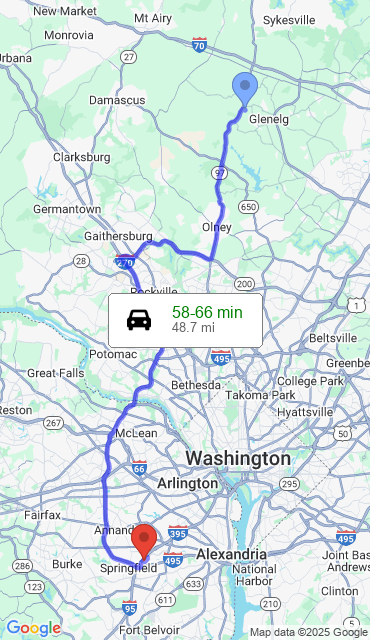 Route from Glenwood MD, 21738 to Our Store