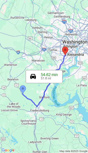 Route from Goldvein VA, 22720 to Our Store