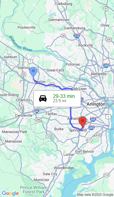 Route from Herndon VA, 20171 to Our Store