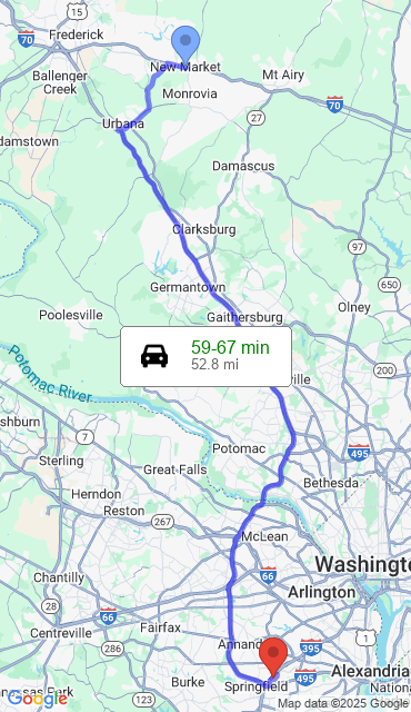 Route from New Market MD, 21774 to Our Store