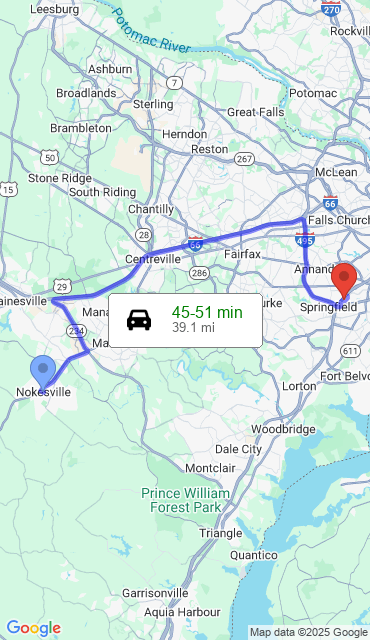 Route from Nokesville VA, 20181 to Our Store