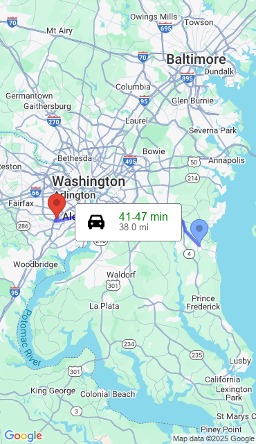 Route from Owings MD, 20736 to Our Store