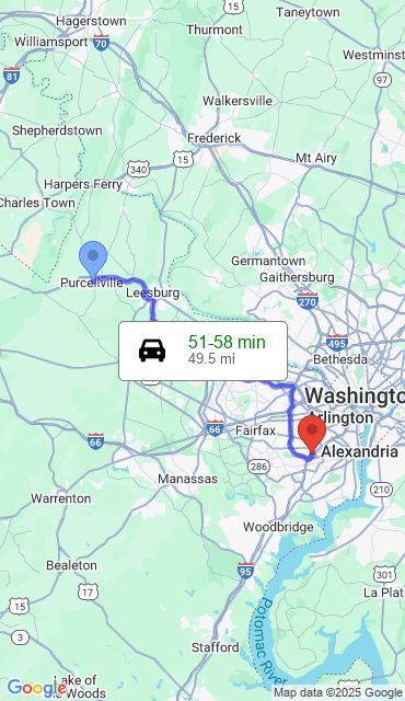 Route from Purcellville VA, 20132 to Our Store