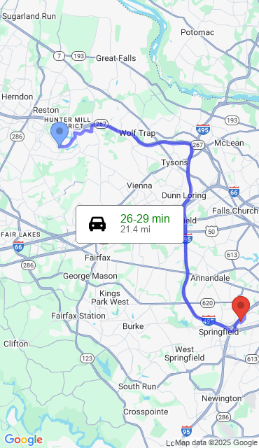 Route from Reston VA, 20191 to Our Store