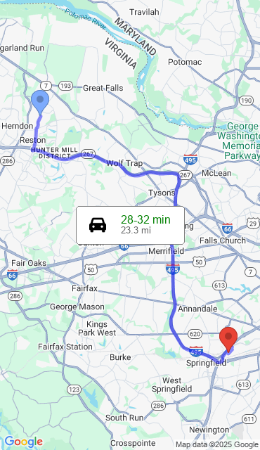 Route from Reston VA, 20194 to Our Store
