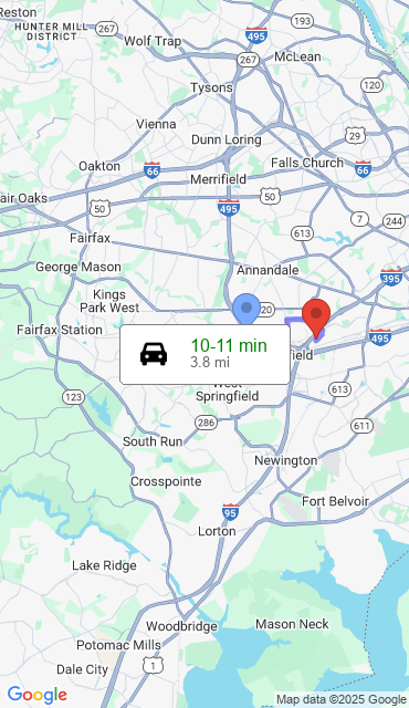 Route from Springfield VA, 22151 to Our Store