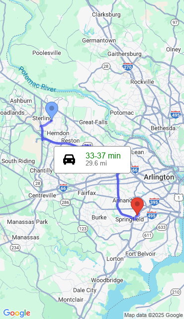 Route from Sterling VA, 20164 to Our Store