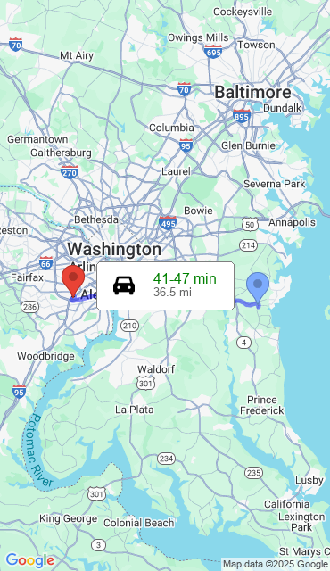 Route from Tracys Landing MD, 20779 to Our Store