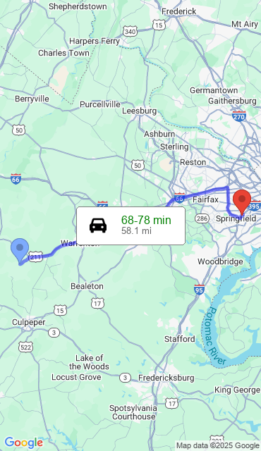 Route from Viewtown VA, 22746 to Our Store