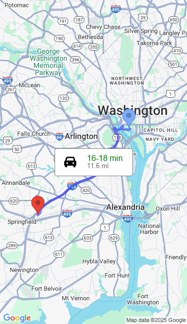 Route from Washington DC, 20004 to Our Store