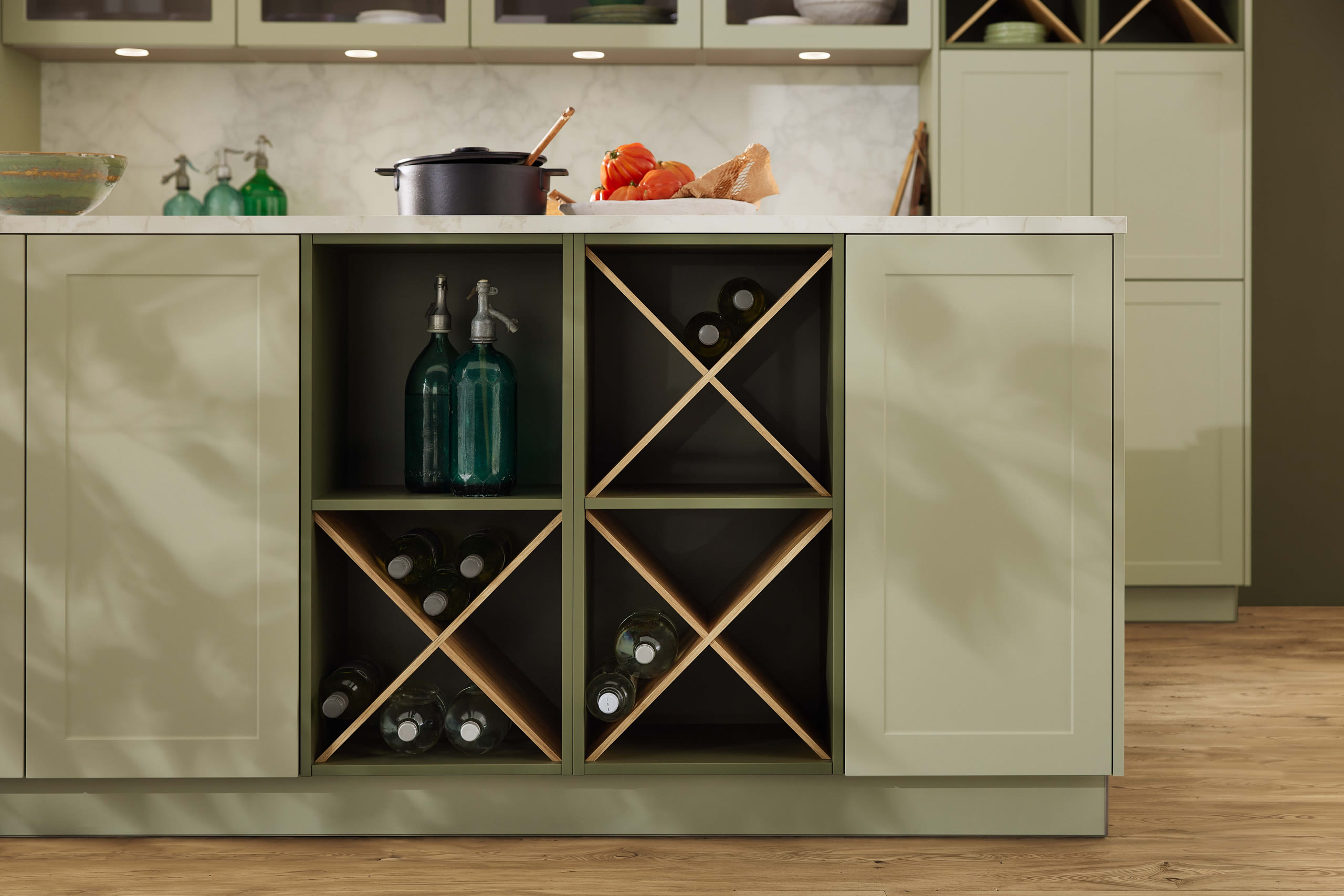 Kitchen with Focus fronts in pistachio soft-matt.