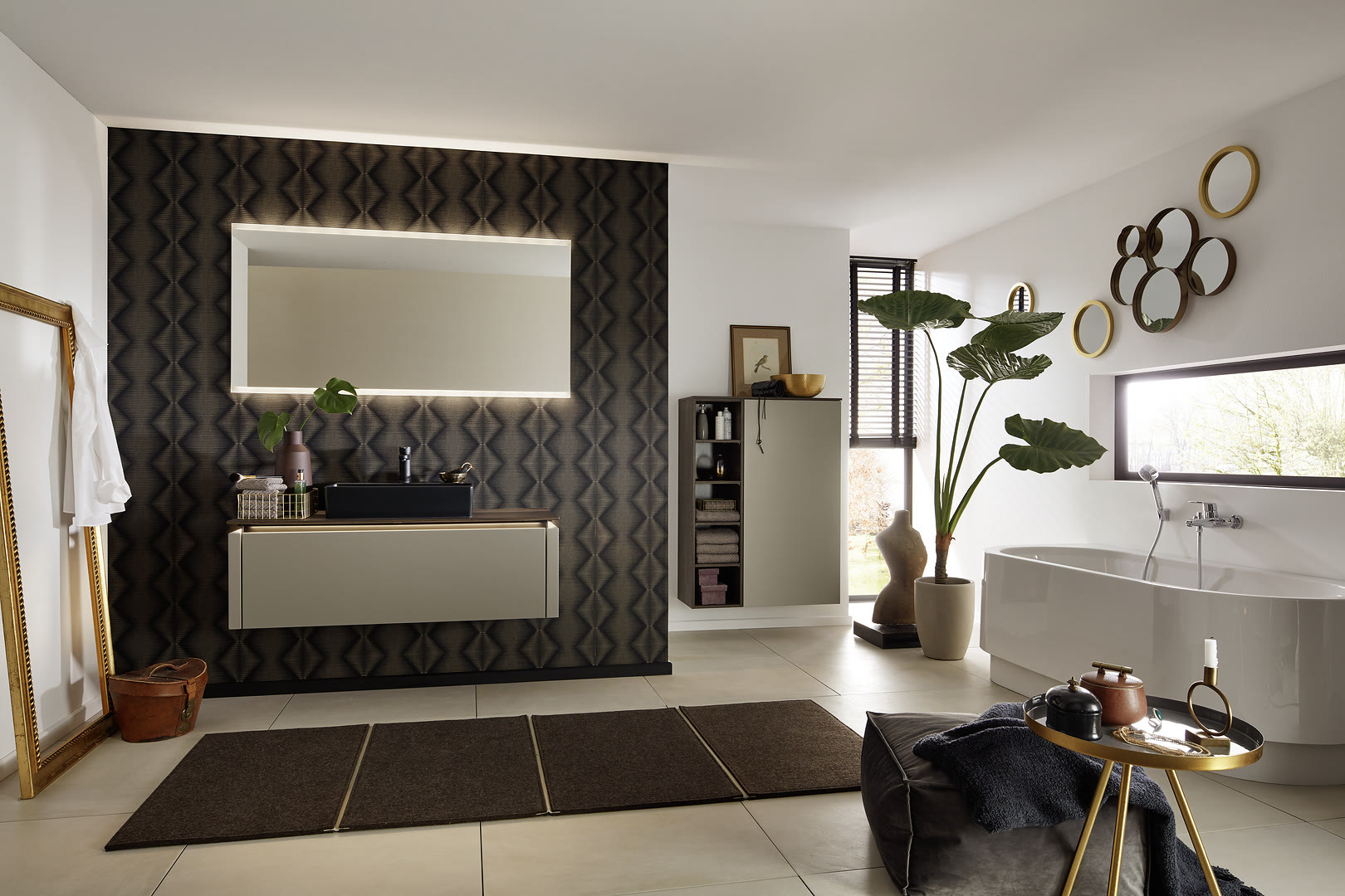 Bathroom with Velluto fronts in lava matt.